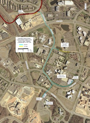Automated vehicle system to serve DANAC station on planned BRT or LRT line