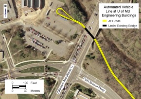 Automated vehicle line at engineering buildings