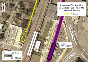 Automated vehicle line at Metrorail station
